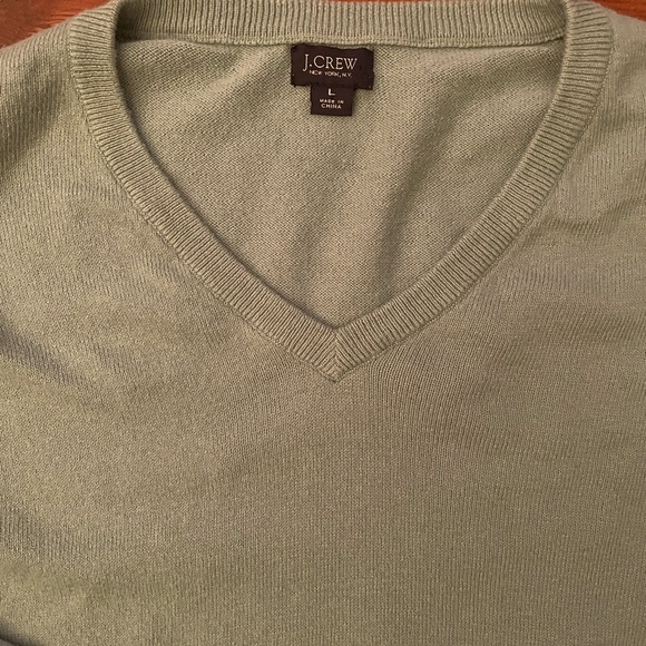 J. Crew cashmere & cotton sea foam v-neck large - Picture 7 of 8